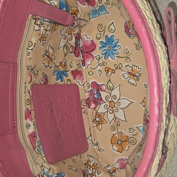 Brighton Straw/Leather Crossbody Shoulder Bag - Picture 10 of 11